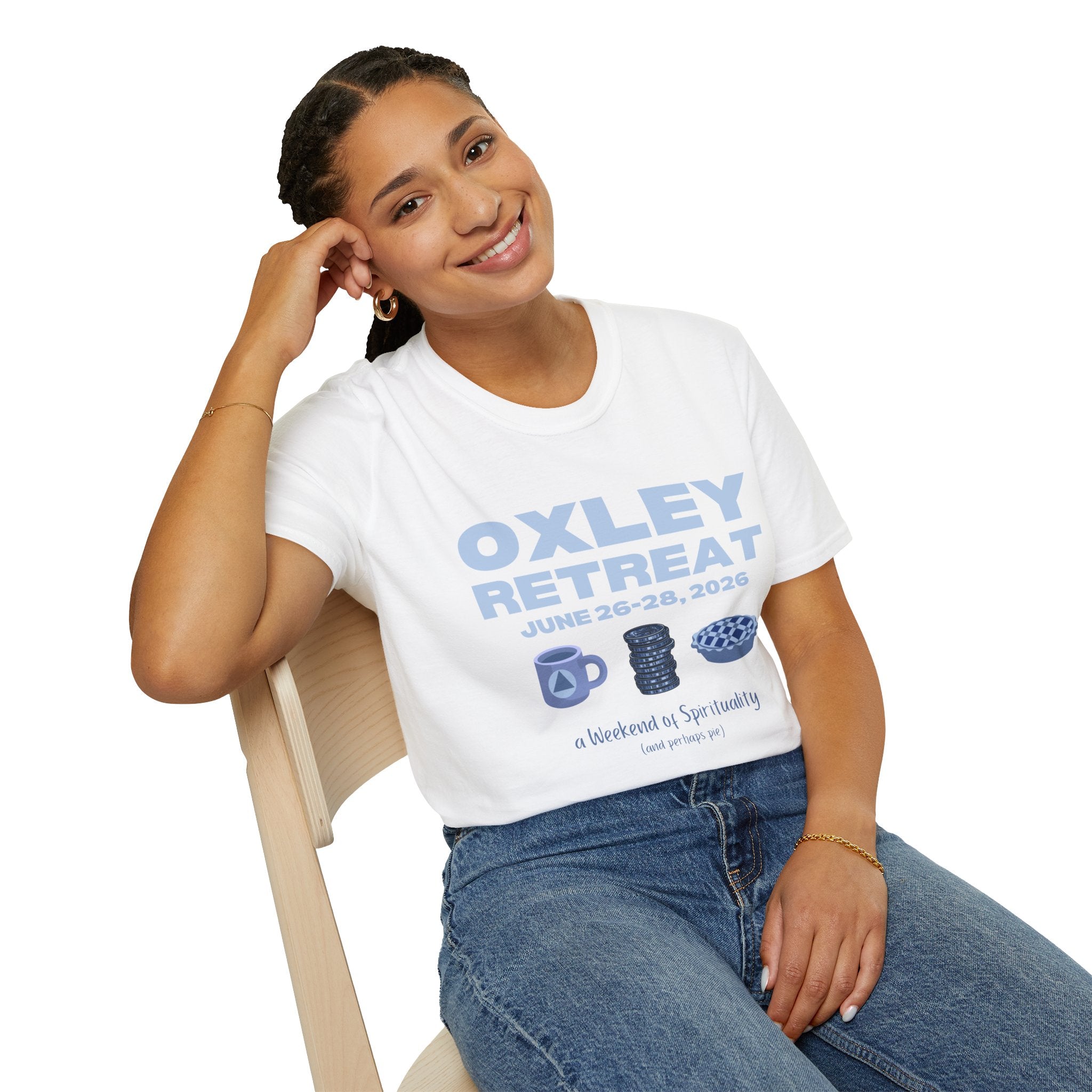 Oxley Retreat shirt- Peaceful Blues soft tee